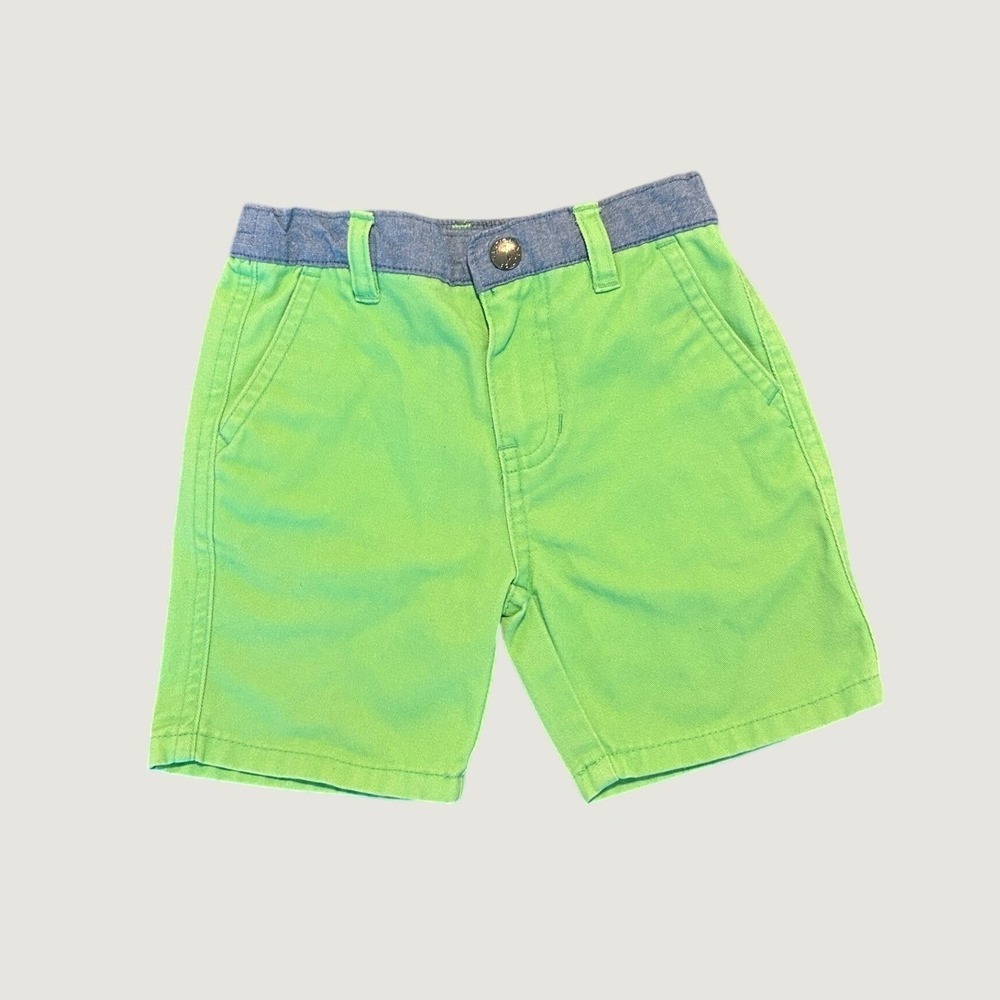 Nautica Boys Lime Green Chino Shorts Blue Elastic Waist 18M N130C91Q 1463